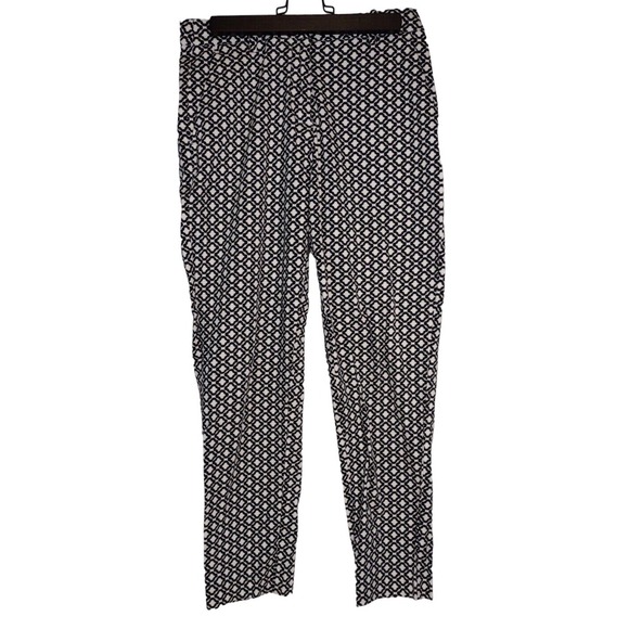 H&M Pants - HM Women Size 6 Black White Geometric Quatrefoil Ankle Pants Slim Fit Cotton